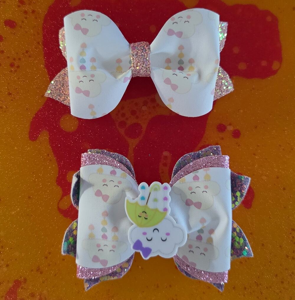 Custom Rain Cloud & HANDMADE Hair Bows
